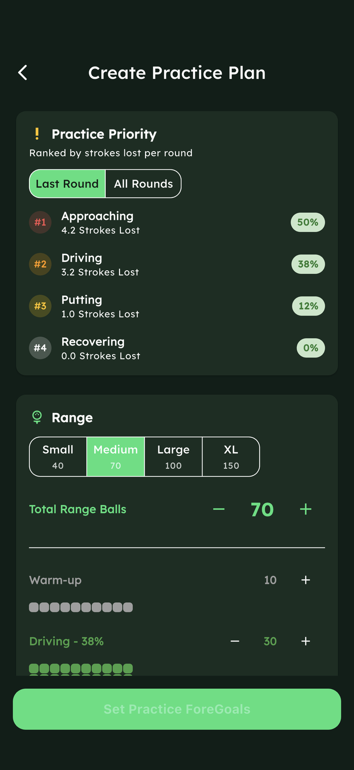 ForeGoals practice plan screen