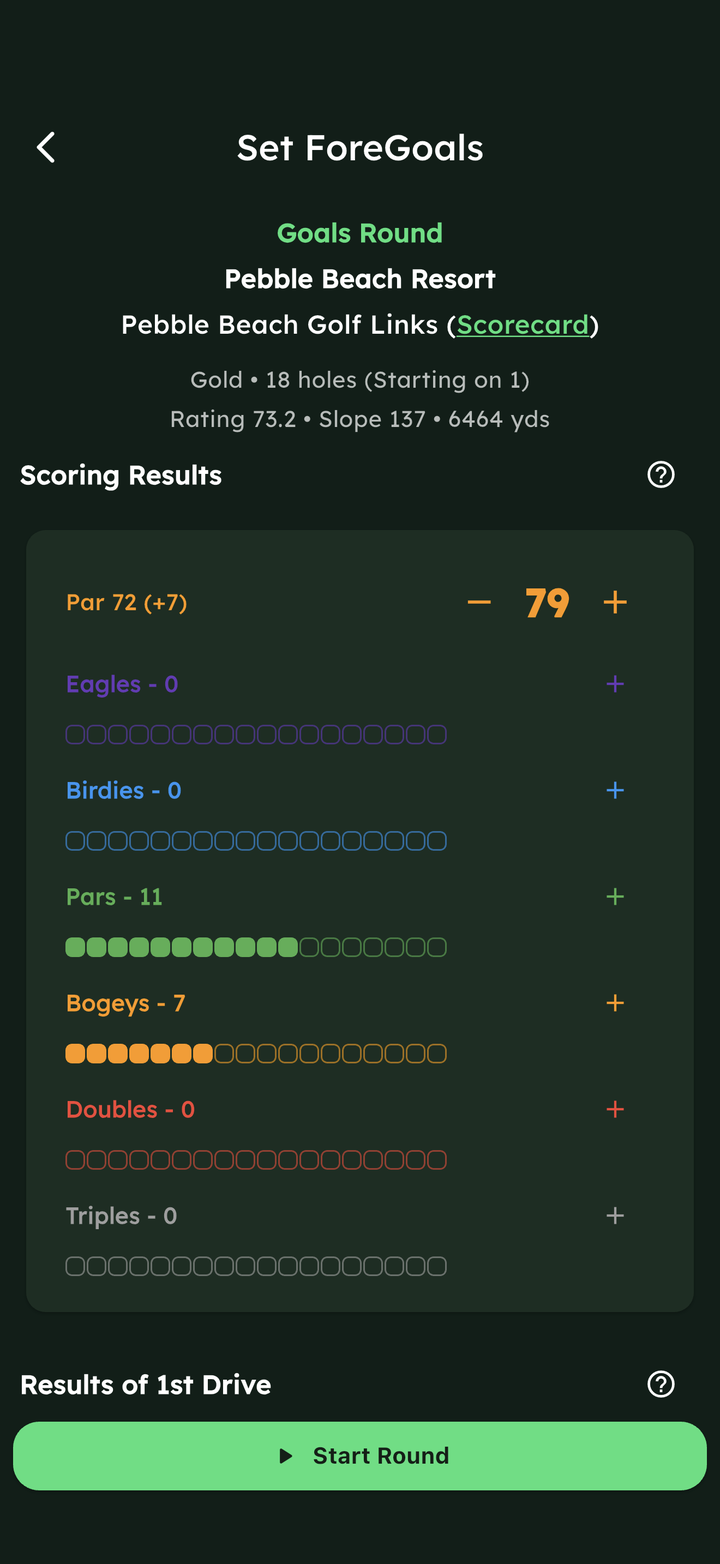 ForeGoals Set ForeGoals scoring plan screen